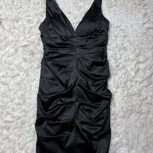 Xscape Black Satin Midi Dress